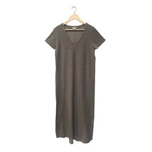 Pure J.Jill striped taupe dress 100% cotton v-neck size small
